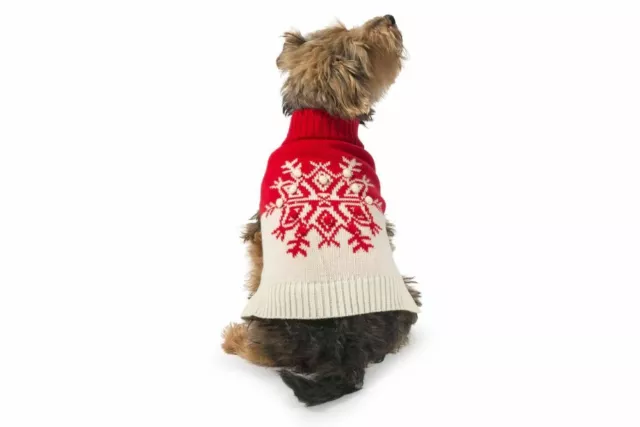 Ancol Christmas Xmas Red Snowflake Dog Puppy Sweater Warm Jumper Festive Gift