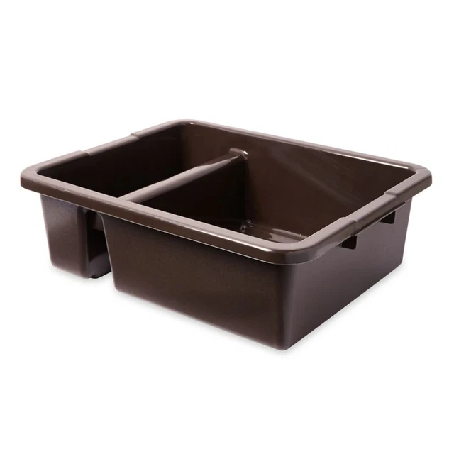 Rubbermaid FG335000 Brown Divided 7 Gallon Bus / Utility Box