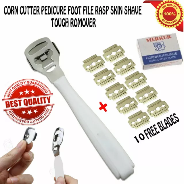 Corn Callus Callous Hard Dead Skin Remover Planer Cutter Shaver Foot + 10 Blades