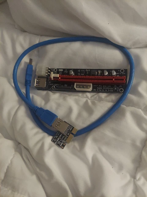 3-PCI-E 1x to 16x Powered USB3.0 GPU Riser Extender Adapter Card PCIE SATA Molex
