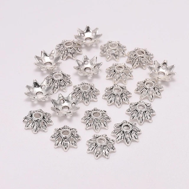 100 Hágalo usted mismo Material Antiguo Gorra de Cuentas de Plata para Hacer Accesorios de Joyería con Cuentas