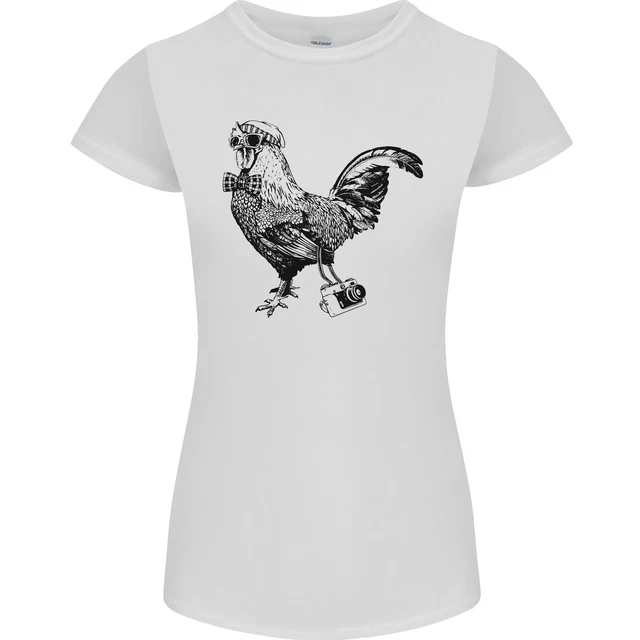 Rooster Camera Photography Photographer Womens Petite Cut T-Shirt
