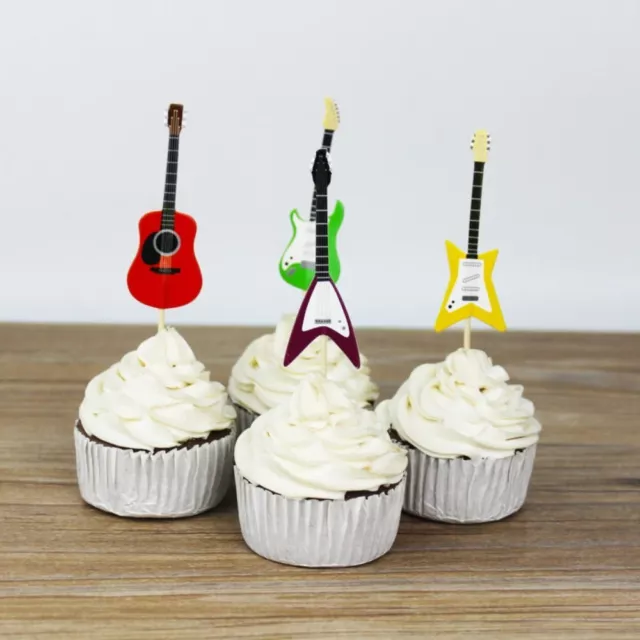 Papier Guitare Cupcake Toppers Rock Guitare Partie Toppers  Fête