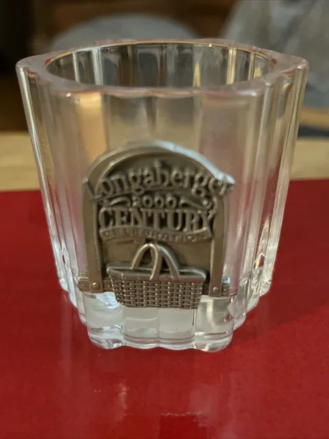 Longaberger Glass Votive Candle Holder ￼ With Pewter 2000 Century Celebration 🎉
