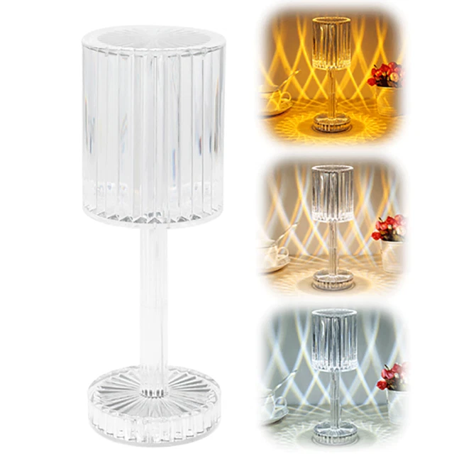 3 Modelli Di Lampada Da Tavolo Diamantata Led Ricaricabile Touch Cristallo 3