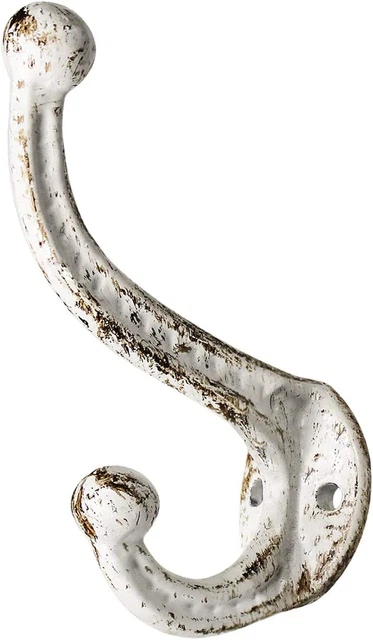 Sopicoz Set of 4 Cast Iron Coat Hooks Farmhouse Vintage White Hooks, Heavy Duty