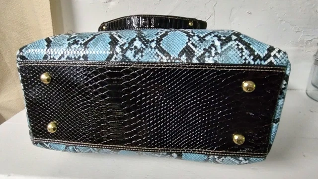 Samantha Brown Python Embossed Carry On Travel Bag Turquoise / BLACK EUC 6