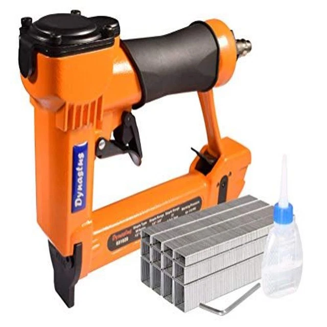 Dynastus Pneumatic Upholstery Staple Gun, 21 Gauge 1/2" Wide Crown Air Orange