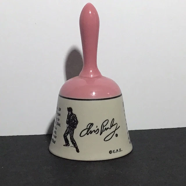 Elvis Presley Vintage 1995 Pink Signature Bell with Autobiography 5”x3”