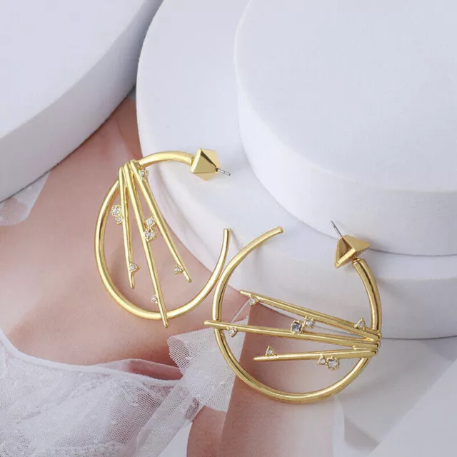 Alexis Bittar Satellite Gold Tone Crystal Hoop Earrings Jewelry 3