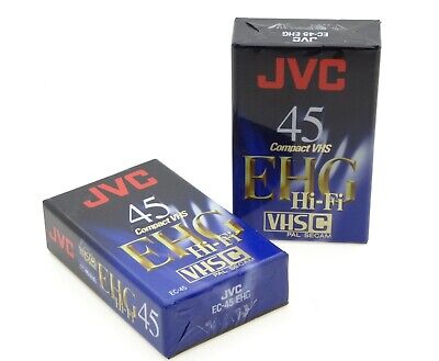 Nuevas cintas de video JVC EC-45 EHG VHS-C (Paquete de 2) - Calidad superior - Publicación gratuita en el Reino Unido