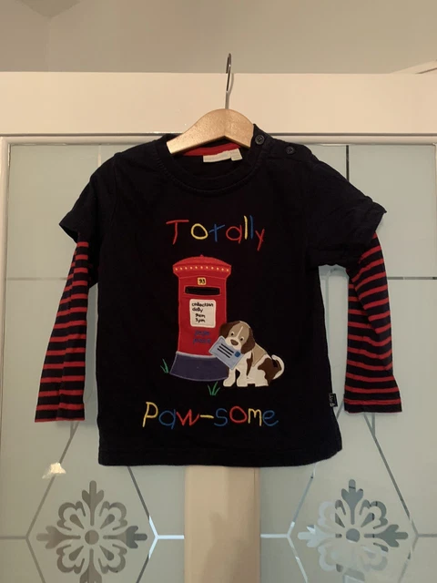 T-Shirt Ragazzi Jojo Mamma Bebe Box Postale Cane Maniche Lunghe Top Età 3-4 Anni In Ottime Condizioni