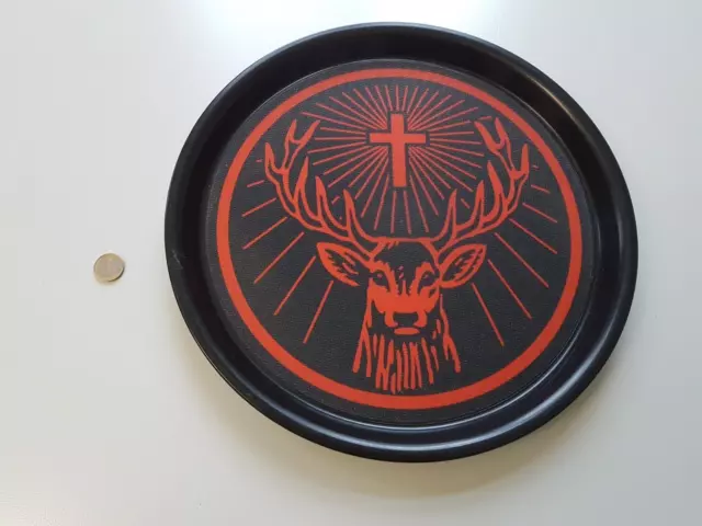 Jägermeister Tablett rot schwarz 36 cm rutschfest Bar Teller Platte Hirsch Kreuz