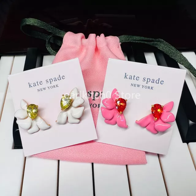 NWT Kate ks Spade Enamel Floral Frenzy Flower Cubic Zirconia Stud Earrings