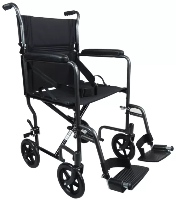Lightweight Folding Transit Travel Attendant Propelled Wheelchair - 5 Colours