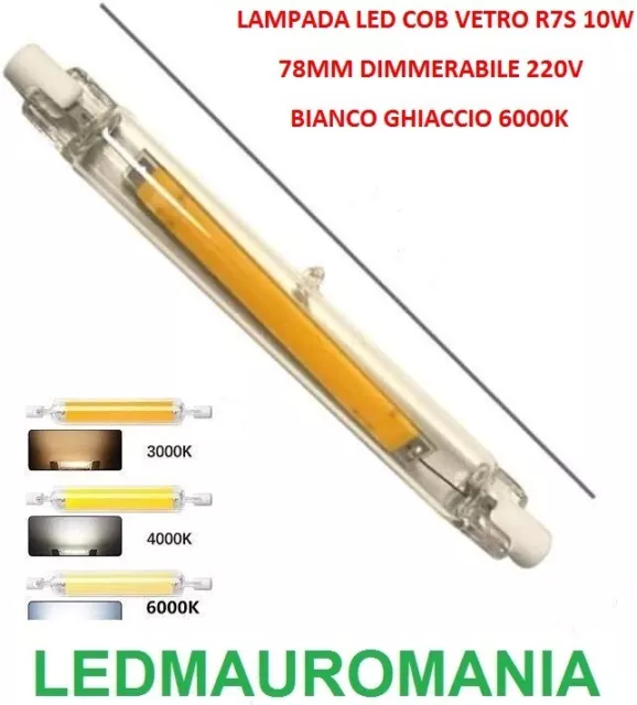 Lampada R7S Led COB 360° 118mm Dimmerabile Bianco Naturale 4500K 15W  Rotondo Slim 15mm - Led Mauro Mania