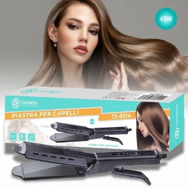 Piastra Capelli Lisci Larga Tecnologia A Vapore Riscaldamento Rapido 45w Tx-9514