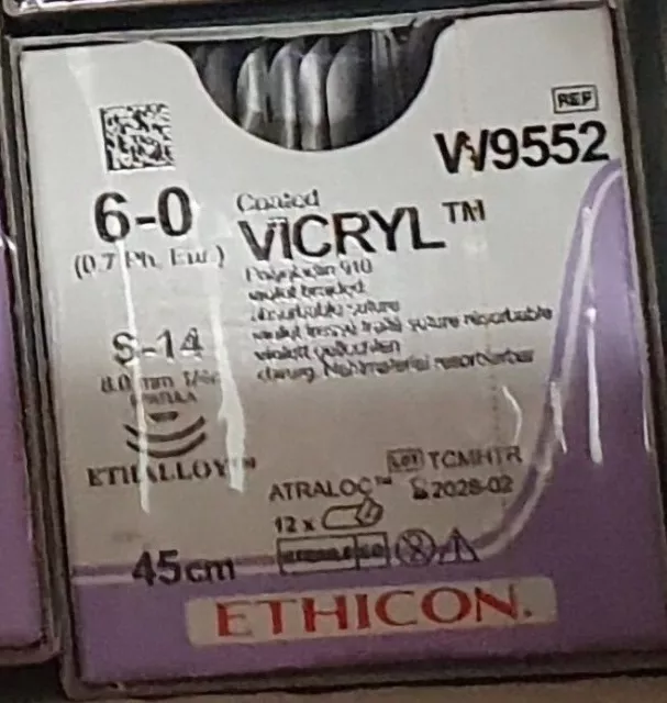 Sutures Surgical Vicryl 5/0 W9552 x4 & Vicryl 6/0 W9567 x3 - SEALED BOXES