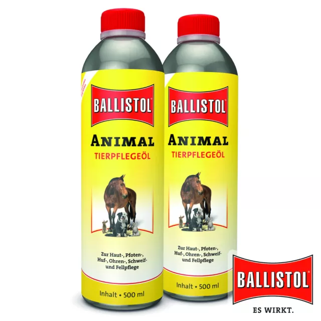 Ballistol 2x500 ML Animaux Huile de Soins pour la Peau Toilettage les Pattes