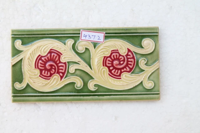 Japan antique art nouveau vintage majolica border tile c1900 Decorative NH4372