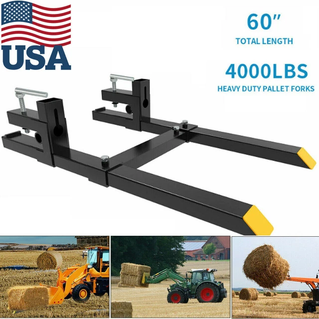 4000lbs 60" Tractor Clamp On Pallet Forks For Skid Steer Loader Bucket Universal