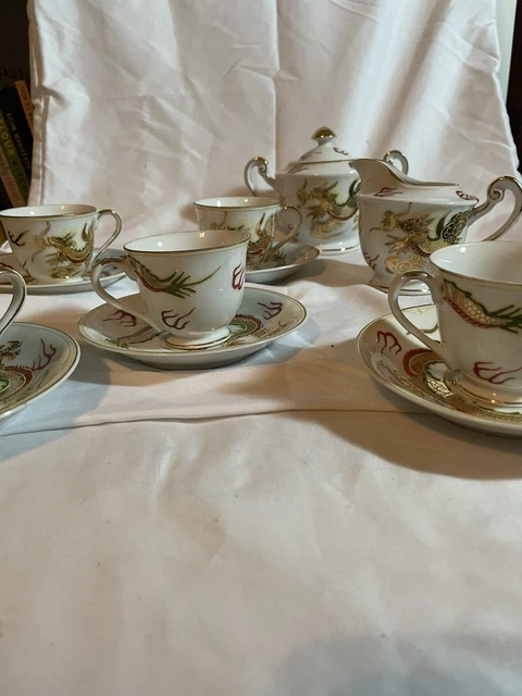 Victoria Tea Set Golden Dragon Pattern