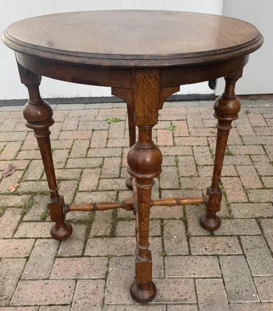 Vintage Antique Oak Round Occasional Table