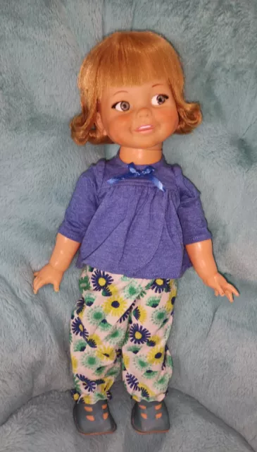 Ideal 1966 Giggles Doll 18" Blue Eyes Works! Vintage Nice Doll