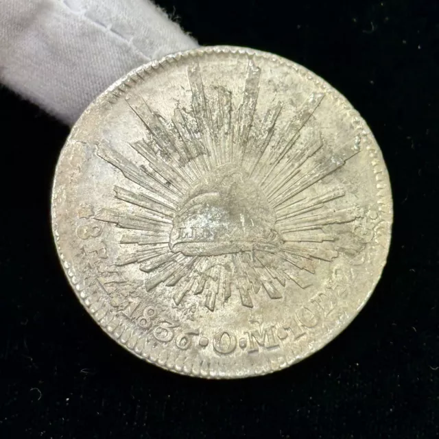 1836 Mexico Zacatecas Mint OM First Republic Cap Rays Silver 8 Reales Coin