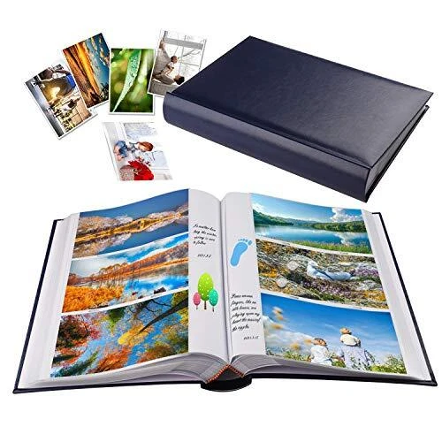 Álbum de fotos 4x6 Tiene 402 Bolsillos con Memo Bolsillos Deslizantes Foto Azul
