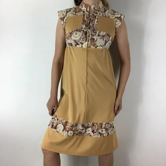 Vintage 70’s Groovy Boho Handmade Knee Length Sleeveless Dress Womens Size Small