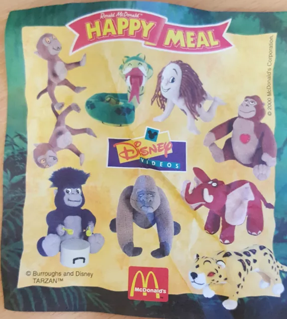 McDonalds Happy Meal Spielzeug 2000 Tarzan Plüsch kuschelig weiches Plüschtier - verschiedene
