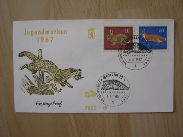 Ersttagsbrief / FDC Berlin 04.04.1967  Jugendmarken Pelztiere  (299/302)  25