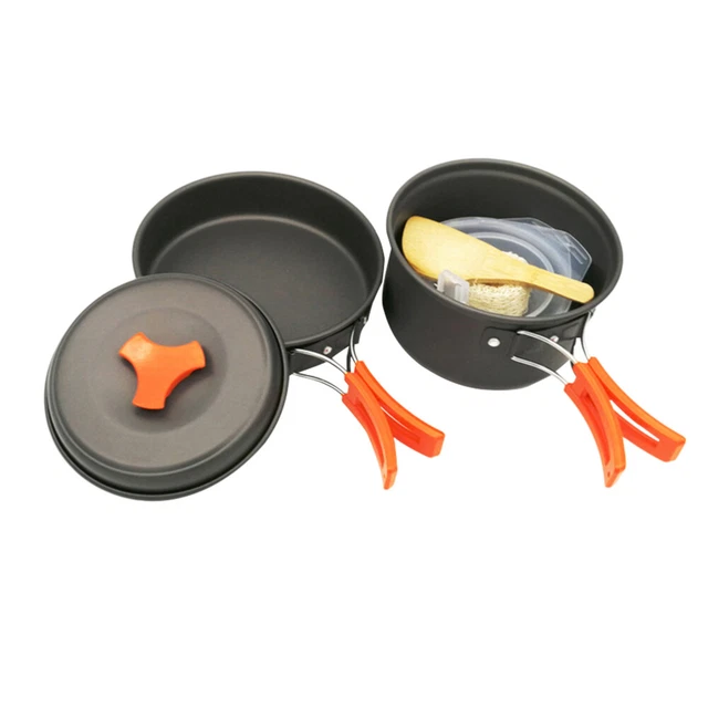 8 piezas Kit de utensilios de cocina para acampar Sartén Juego de cubiertos de barbacoa