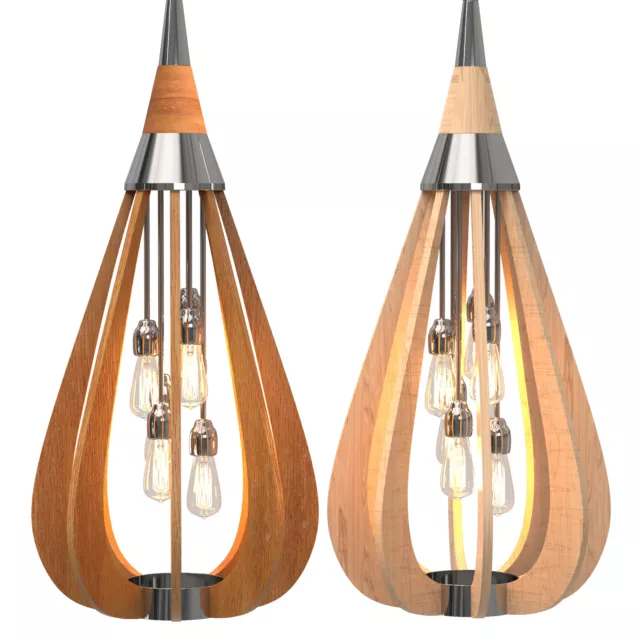 6-Light Bonito Pendant Light Vintage Teardrop Chandelier E27 Solid Wood