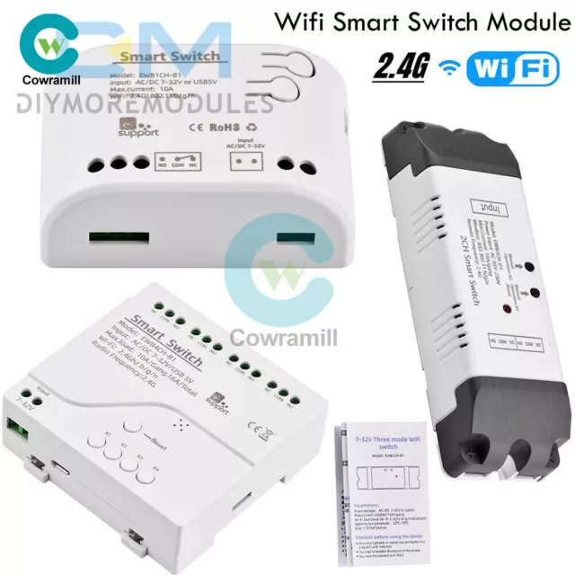 Smart WiFi Bluetooth Wireless Relay Switch Module 2.4G 1/2/4CH DC7-32V/AC85-250V