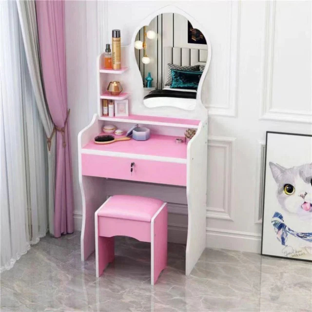 Tavolo Da Trucco Con Specchio E Sgabello HOMCOM - 3 Ripiani, 75x40x137 Cm, Bianco - Foto 4