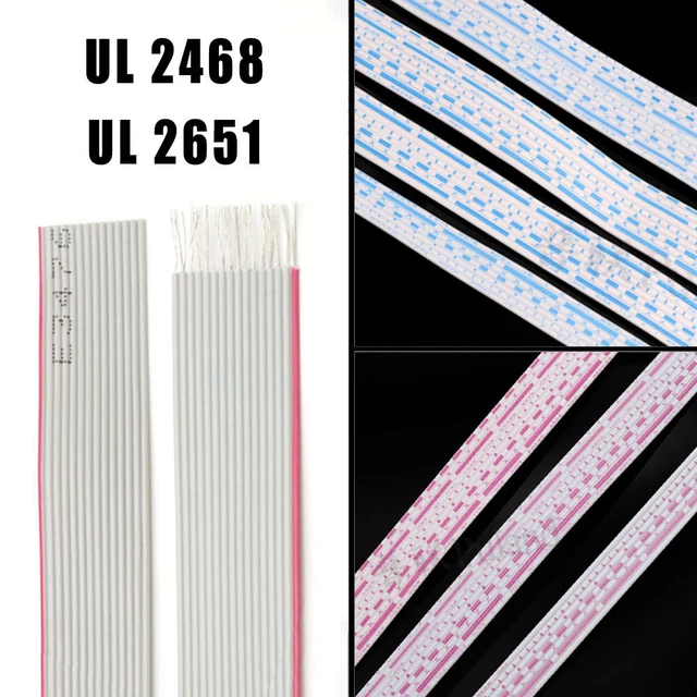 UL2651 UL2468 Stranded Flat Ribbon Cable 24/26/28AWG 6~26Pin Tinned Copper Wire