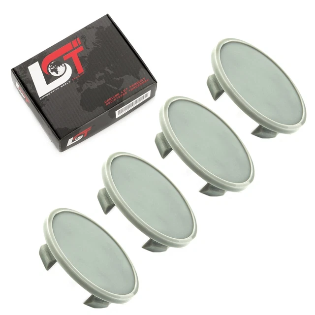 Lot De 4 Cache-moyeux Universels MYBA-S - ABS Gris - Dimensions 54mm (ext.) / 49.5mm (int.)