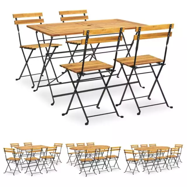 Bois d'Acacia Solide Mobilier à Dîner d'Extérieur Pliable 5/7/9 pcs