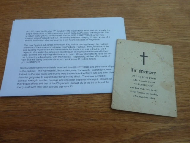 Ww2 1948 Original Hms Illustrious Memorial Booklet Disaster Portland Harbour