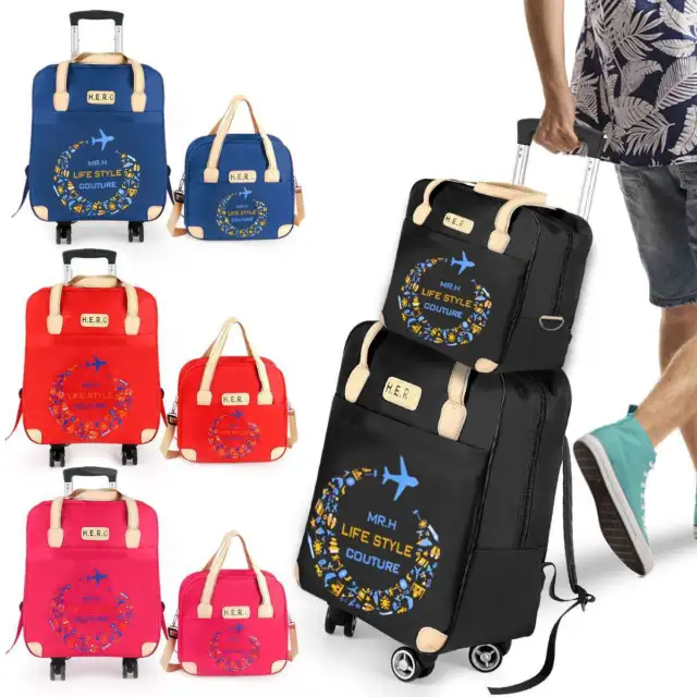 2Pcs Expandable Travel Carry Luggage Rolling Spinner Suitcase Wheeled Duffle Bag