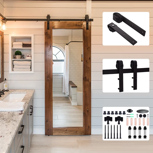 6-16FT Sliding Barn Wood Door Hardware Closet Track Kit For Single/Double/Bypass
