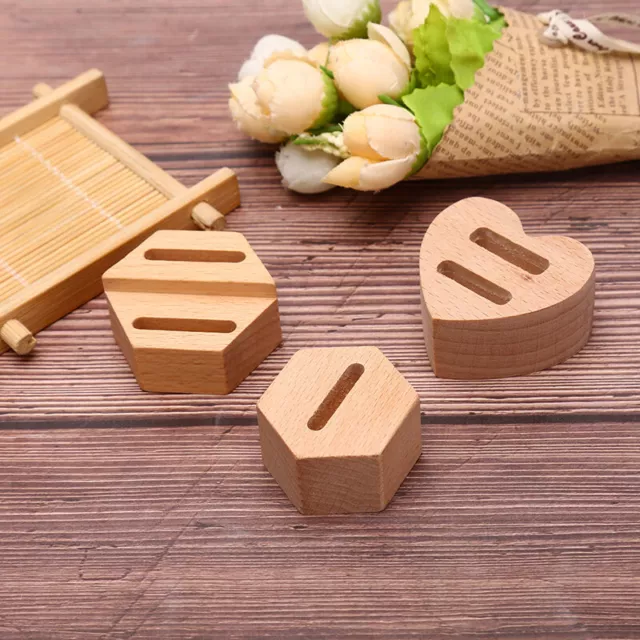 Wooden Hexagon heart-shaped Ring Display Stand Couples Rings Jewelry Holder Gift