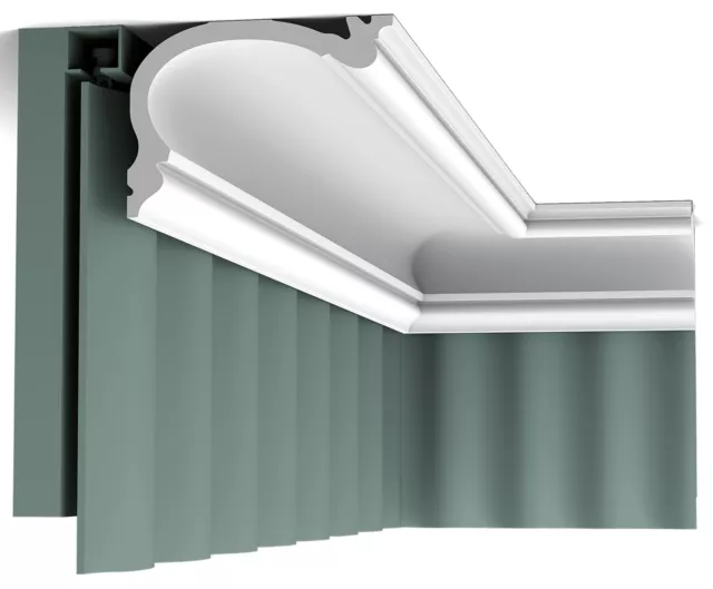 Orac Decor C341 Cornice Soffitto Poliuretano Profilo Tenda Bianco 200x8,8x12,2cm 2