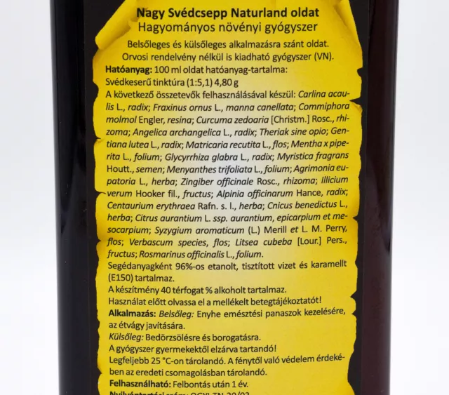 Naturland Big Swedish Bitters con 40 extractos de hierbas, contenido de alcohol 250 ml x 4 3