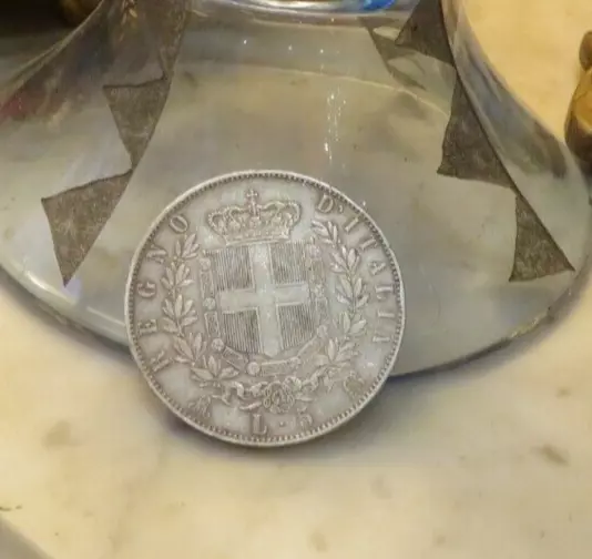 Pièce De Monnaie  italie 5 lire argent silver  1872 vittorio emanuele