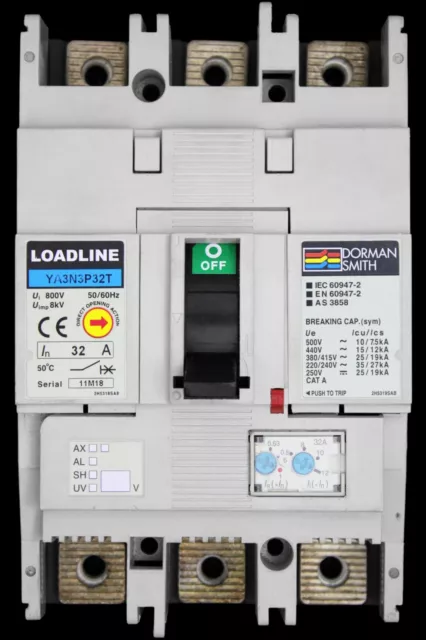 Dorman Smith 32 AMP 25kA DREIFACHPOL MCCB LOADLINE YA3N3P32T