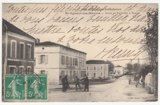 CPA 17 ST AGNANT LES MARAIS - Braun n° 2036 - Route from Rochefort to Royan - anima