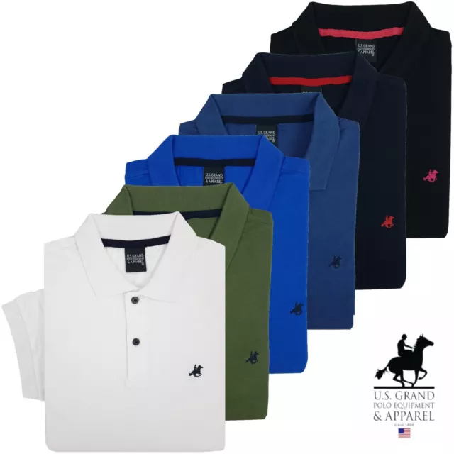 Polo da Uomo Maniche Corte Semplice Tinta Unita U.S. GRAND POLO M L XL XXL XXXL